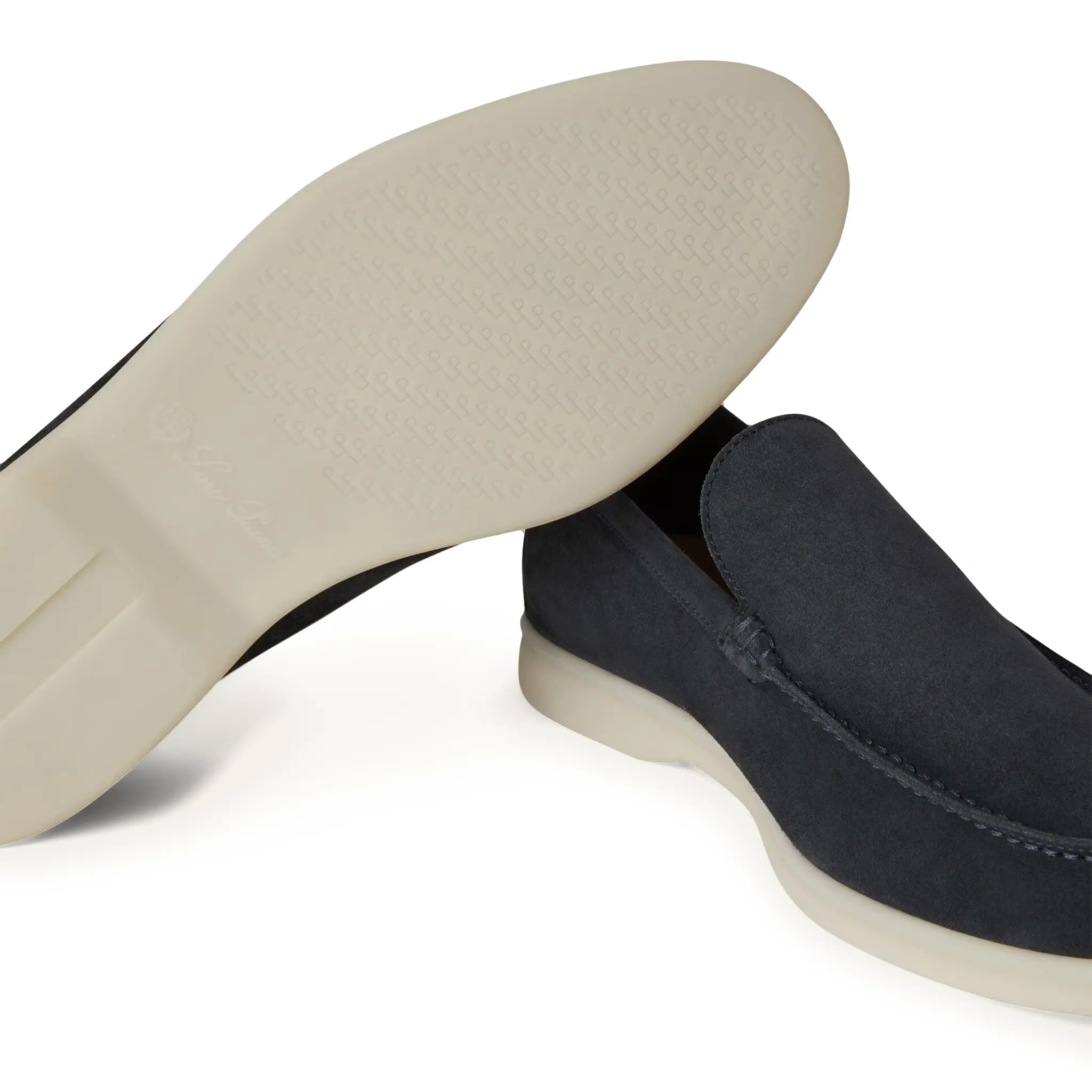 Sole view of Loro Piana Summer Walk Suede Classic Blue Loafers